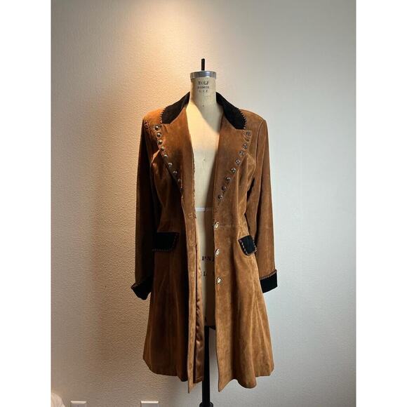 morris kaye and sons, Brown Leather Suede Coat, M - Picture 2 of 7